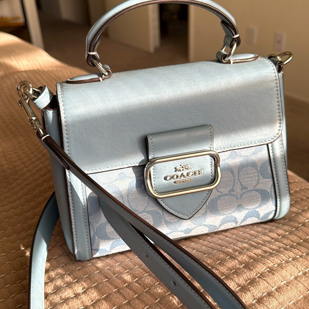 LIKE NEW!!COACH MORGAN TOP HANDLE SATCHEL IN SIGNATURE CHAMBRAY（COACH CH142）